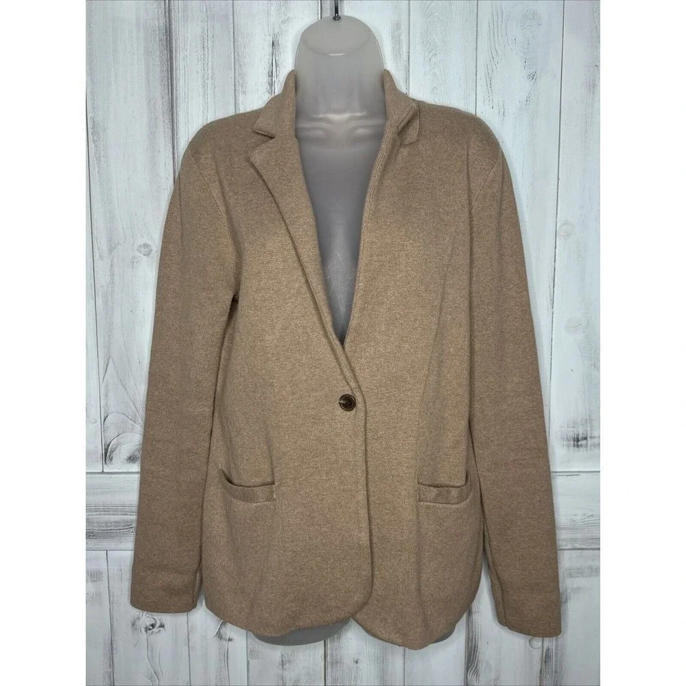 J Crew Schoolboy Sweater Blazer Brown Jacket Knit Cardigan Granny Core Cotton M